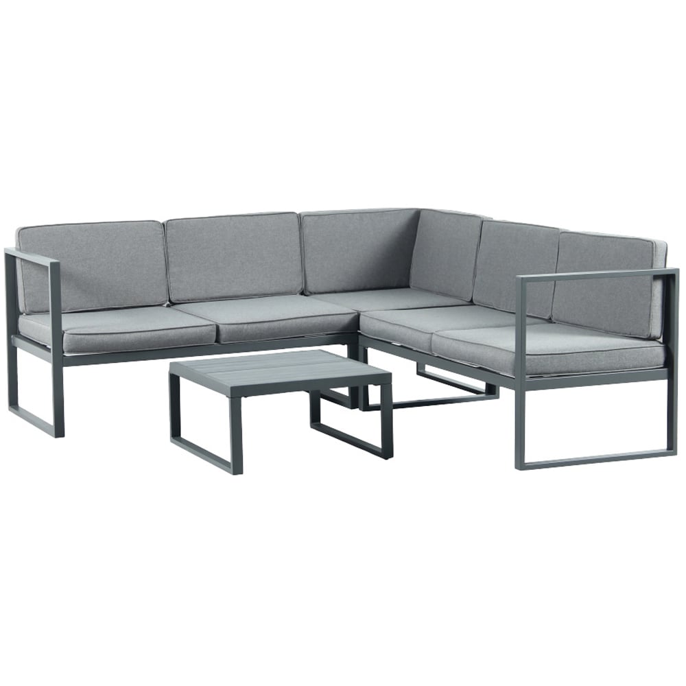 Outdoor Living 5 Seater Chester Grey Metal Corner Sofa and Coffee Table Set Image 2