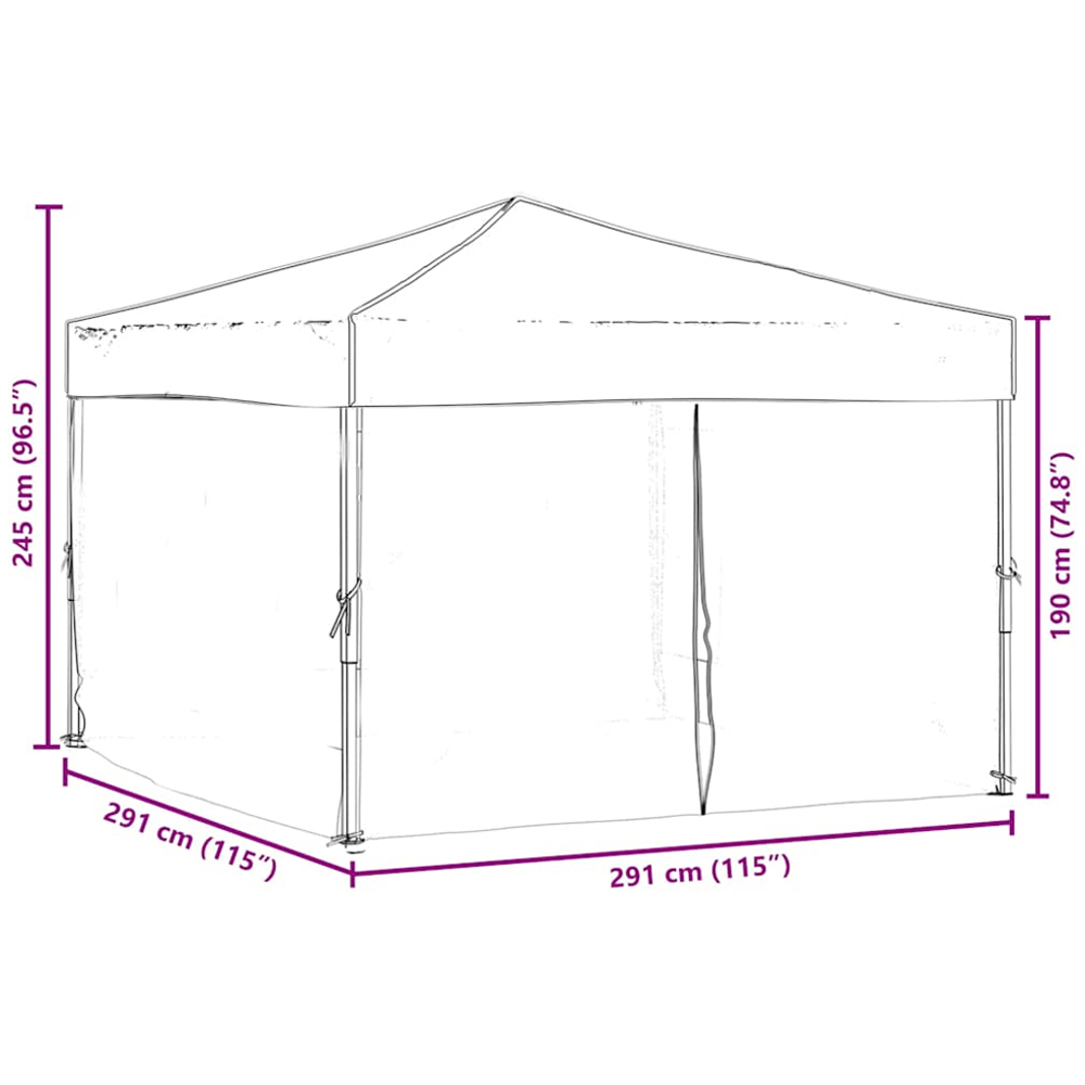 vidaXL 3 x 3m Taupe Foldable Party Tent with Sidewalls Image 9