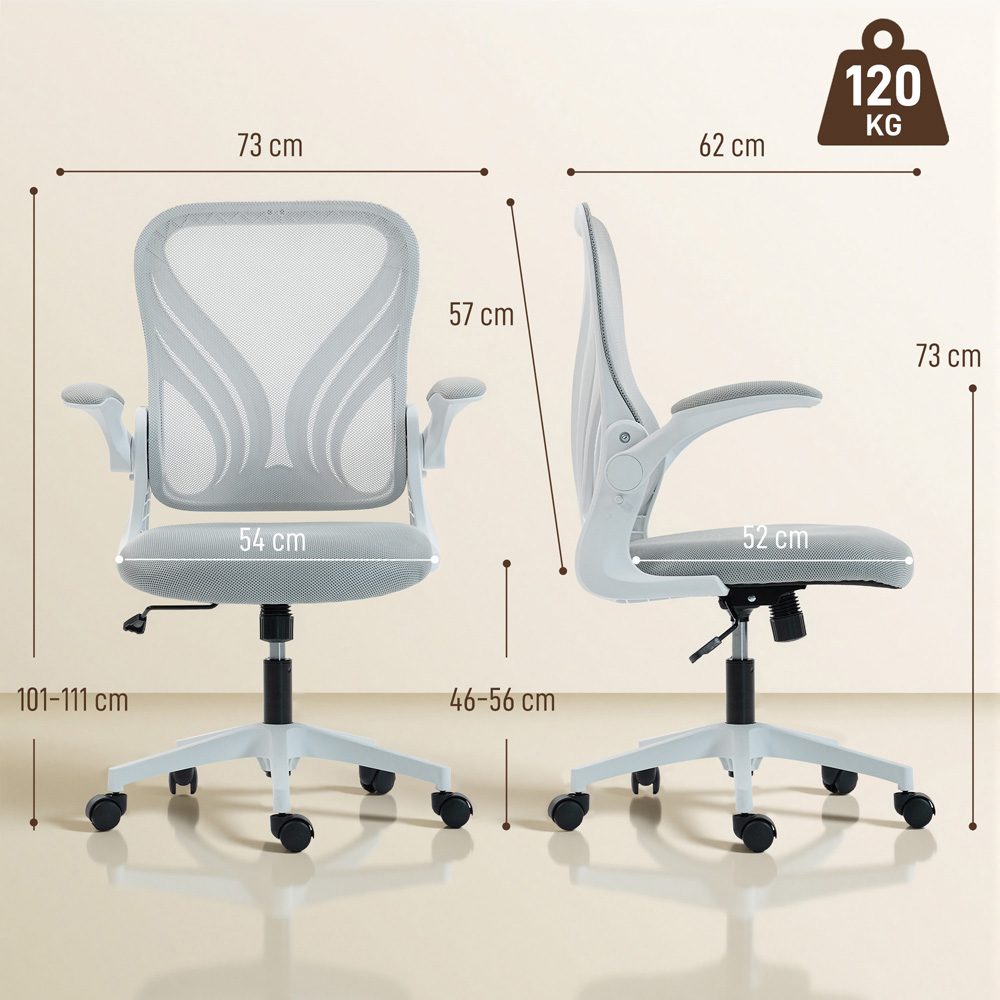 Portland Grey Mesh Height Adjustable Foldable Swivel Office Chair Image 9