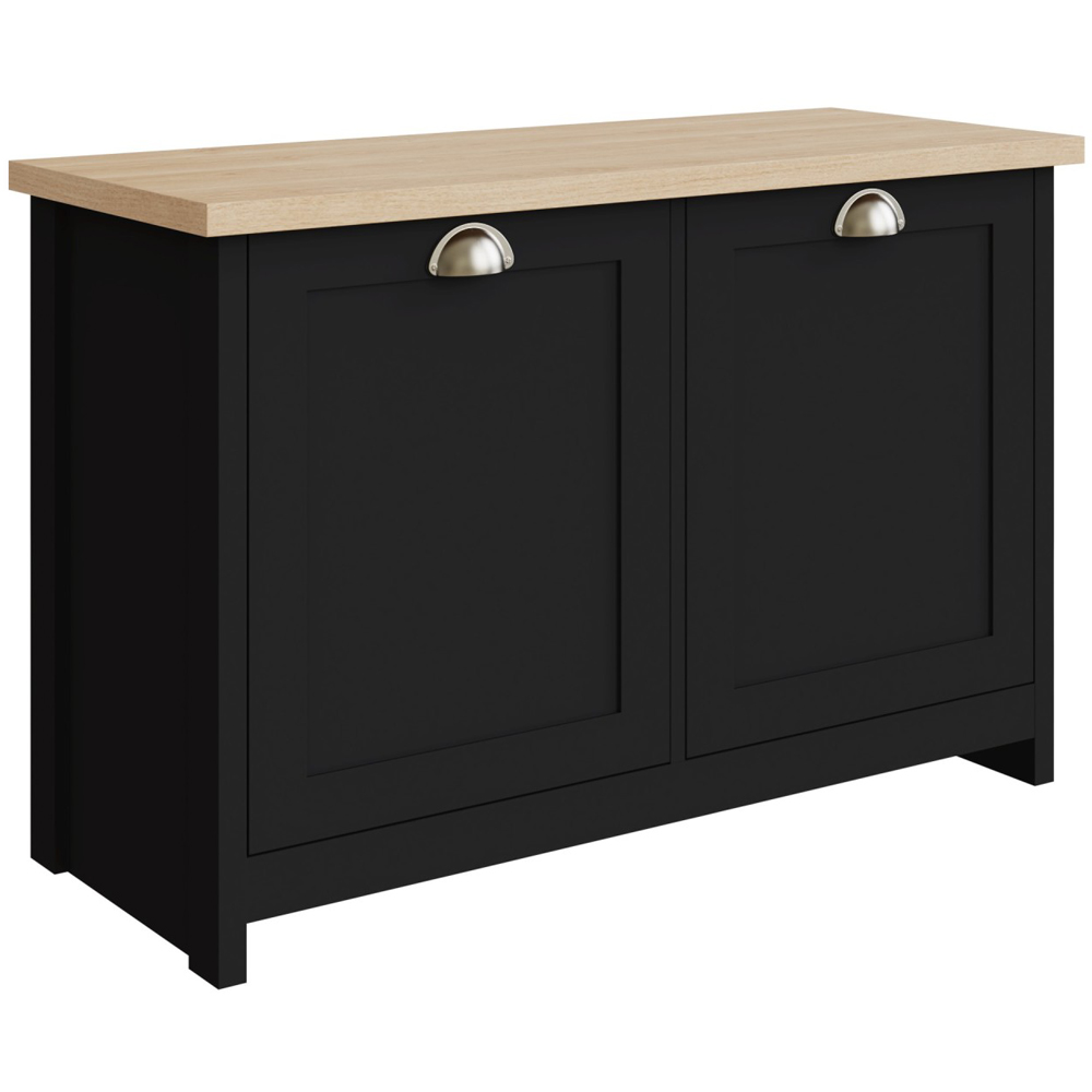 GFW Lancaster Black and Oak Shoe Storage Image 2