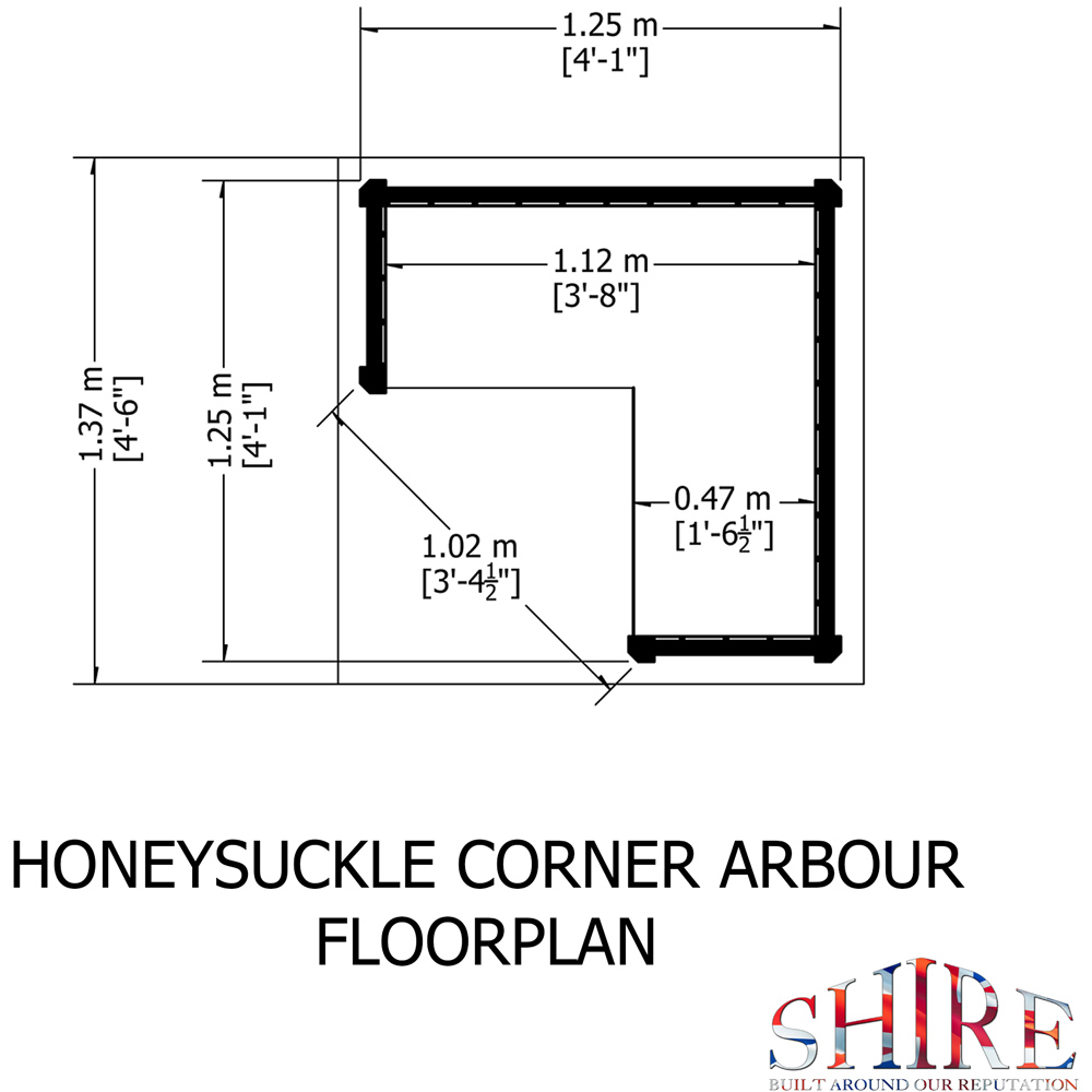 Shire Honeysuckle 4 x 4ft Pressure Treated Corner Arbour Image 5
