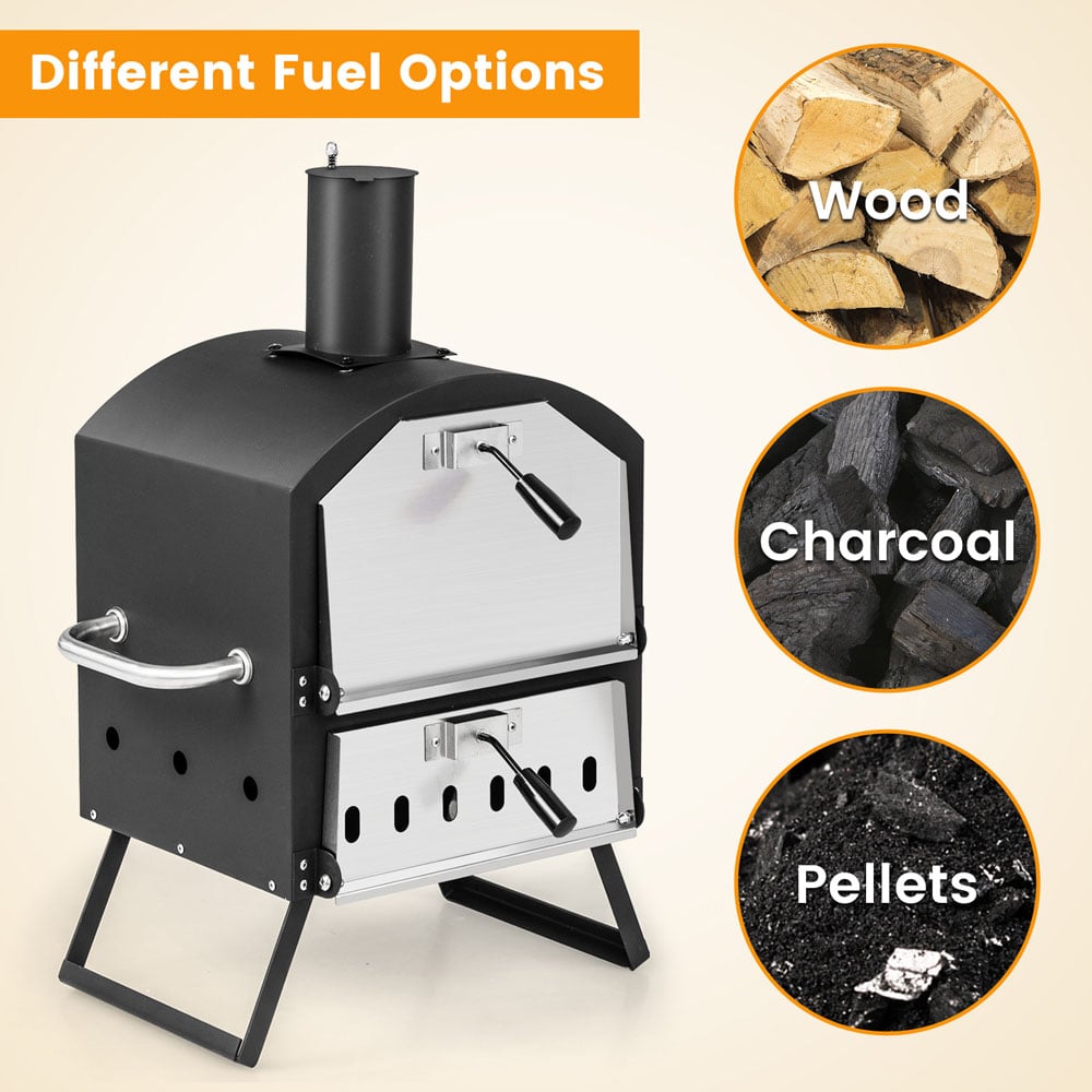 Costway Black Outdoor Pizza Oven with Waterproof Cover Image 6