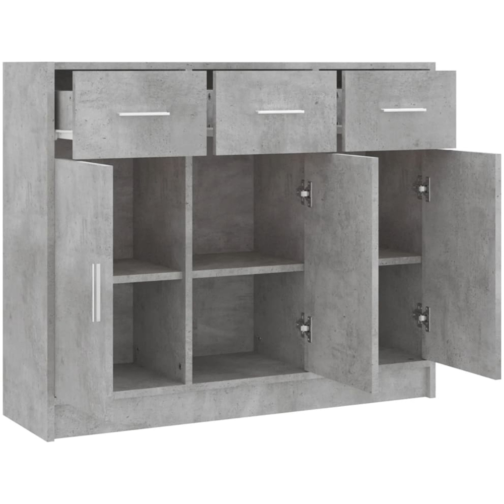 vidaXL 3 Door 3 Drawer Concrete Grey Sideboard Image 6