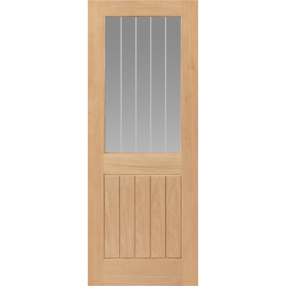 JB Kind Thames Cottage Oak 1/2 Glazed Internal Door 1981 x 686mm Image 1