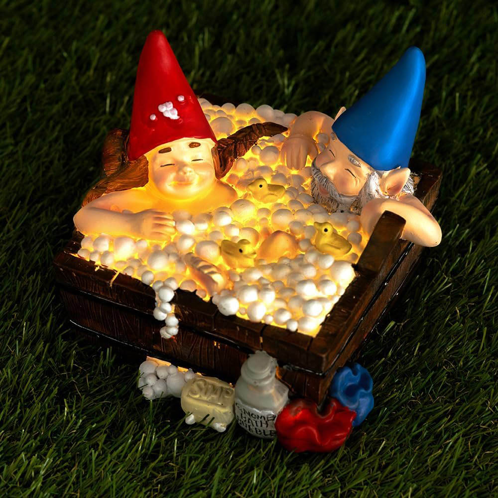 Marco Paul Light Up Solar Gnome Hot Tub Garden Ornament Image 4