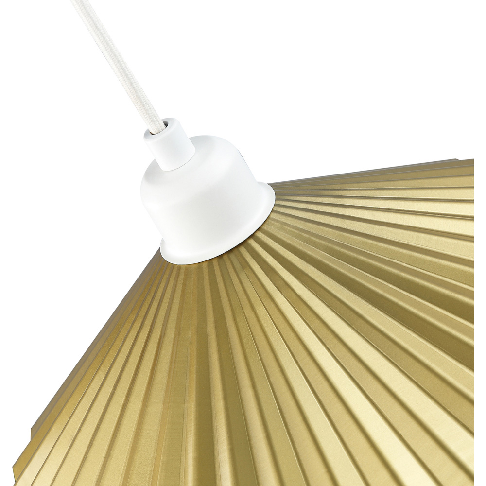 Happy Homewares Satin Gold Finish Vintage Ribbed Top Hat Style Metal Pendant Shade Image 7