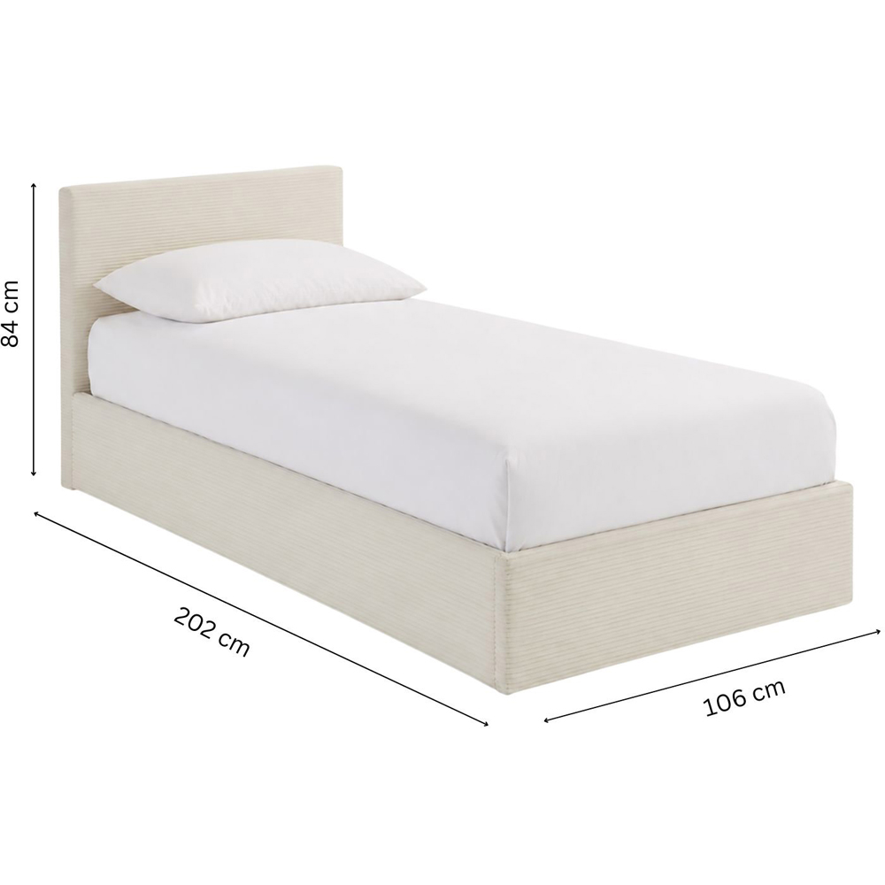 GFW Single Cream Corduroy End Lift Ottoman Bed Image 9