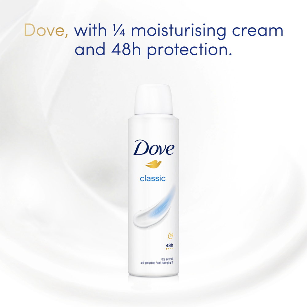 Dove Classic Antiperspirant Deodorant Spray 150ml Image 5