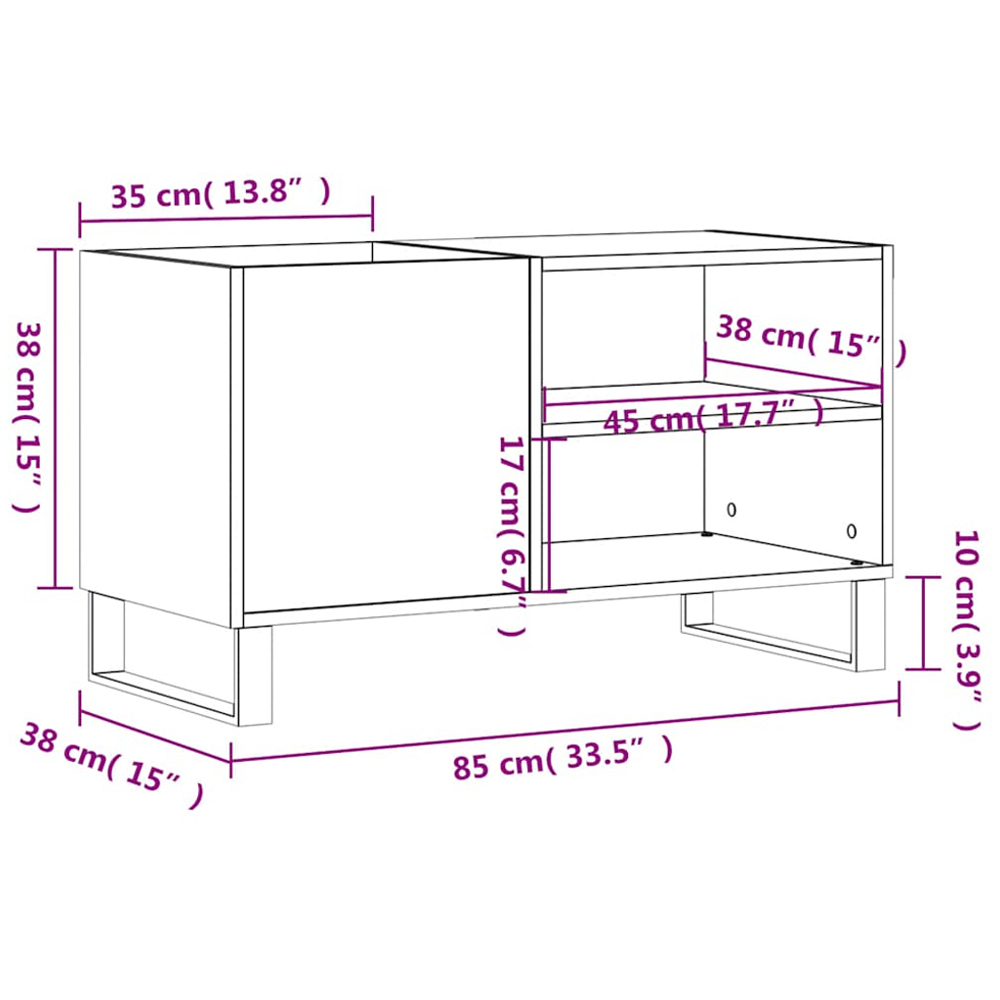 vidaXL 2 Shelf High Gloss White Record Cabinet Image 8