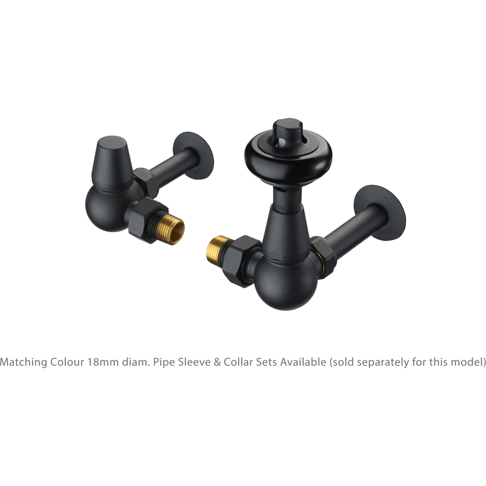 Terma Traditional Matt Black 3 Axis Thermostatic Radiator Valve and Lockshield Set Image 4