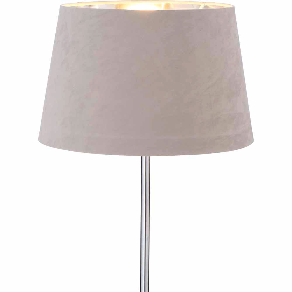 Wilko Grey Silver Velvet Floor Lamp Image 4