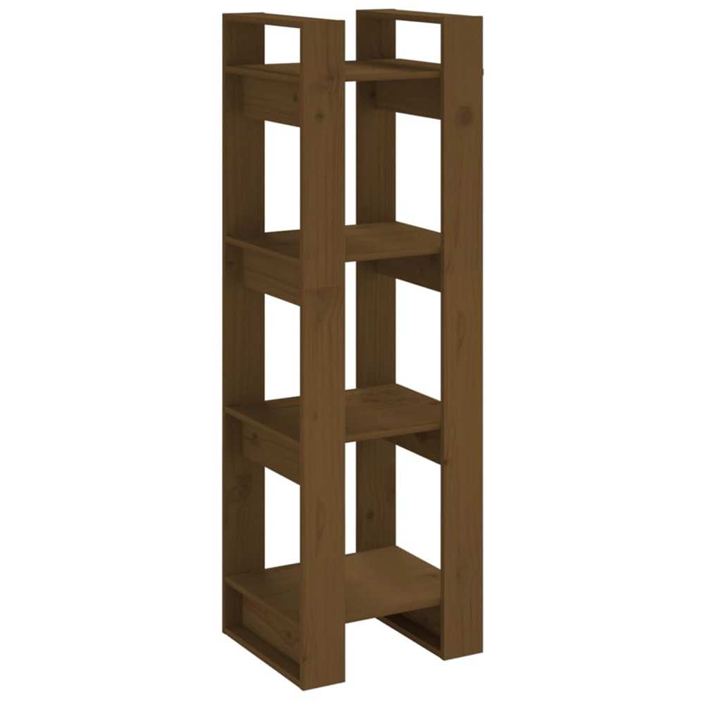 vidaXL 3 Shelf Honey Brown Solid Wood Bookcase Image 2
