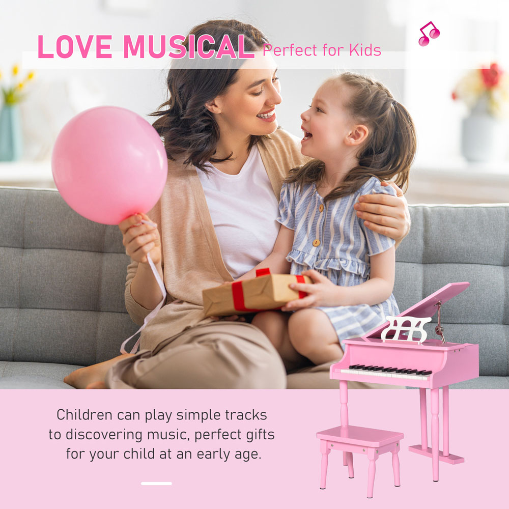 Tommy Toys 30 Keys Mini Kids Piano with Music Stand and Bench Image 6