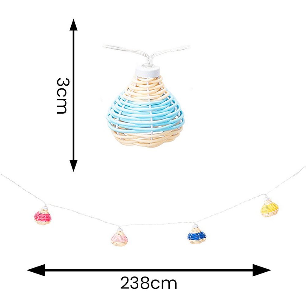 ValueLights Multi Coloured Rattan Battery Operated Outdoor Garden String Light 10 Pack Image 4