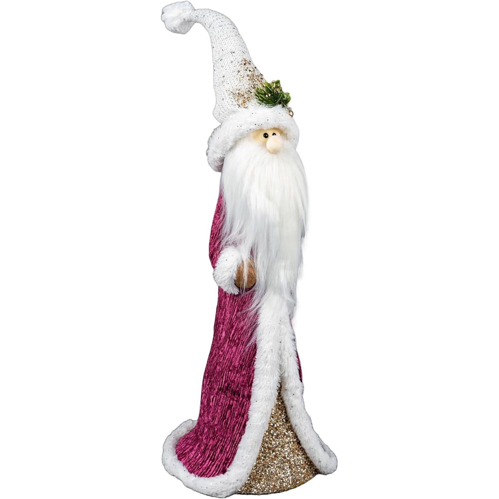 Shatchi Burgundy and Gold Santa Christmas Decoration 76cm Image 1