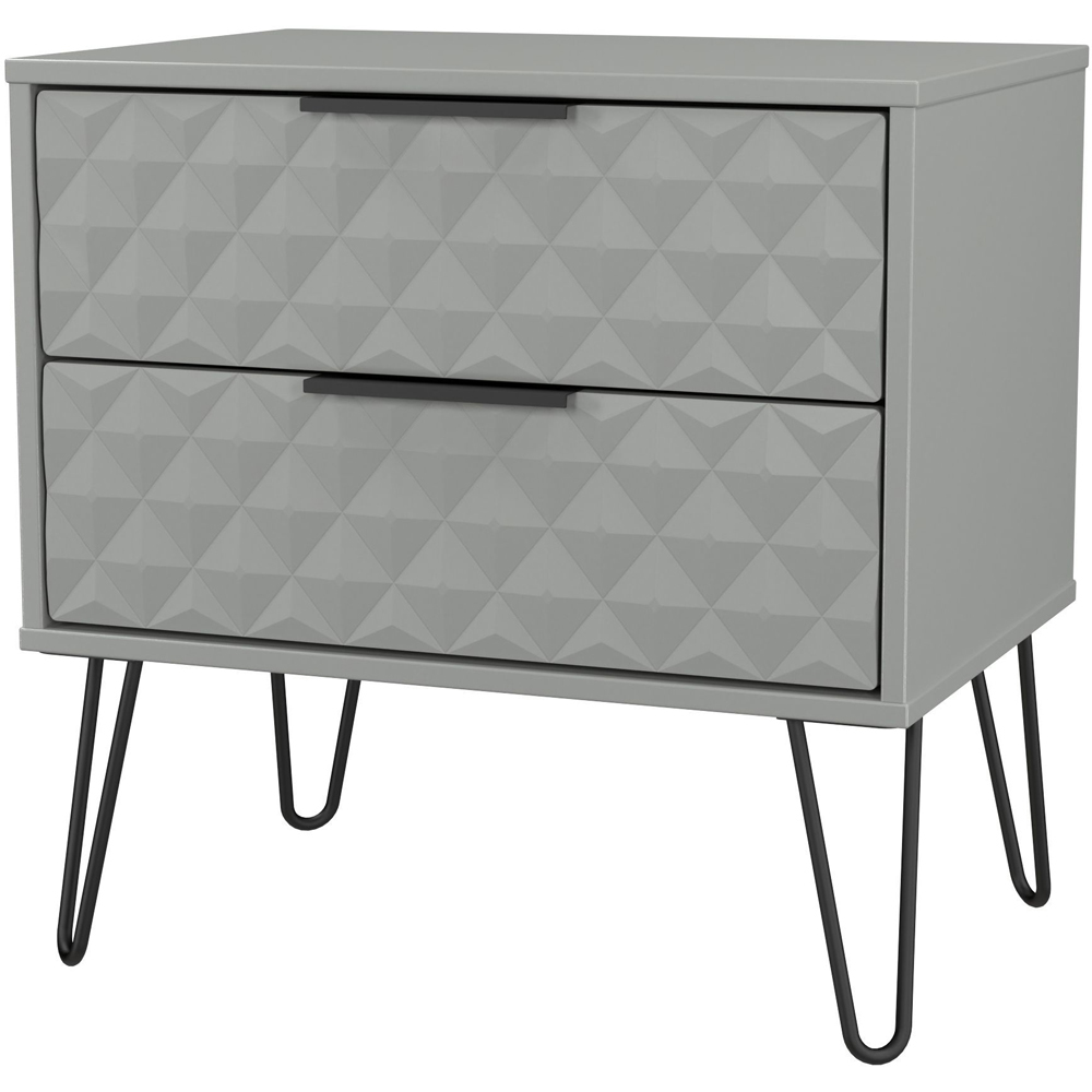 Crowndale Harlequin 2 Drawer Dusk Grey Side Table Ready Assembled Image 2