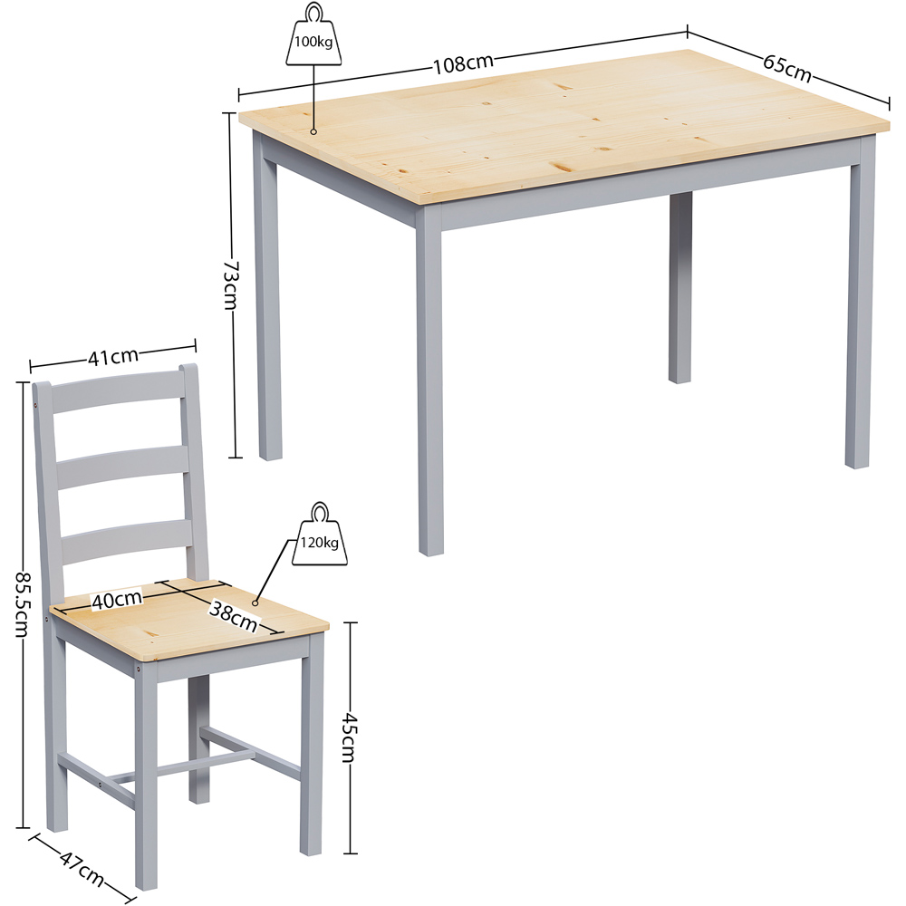 Vida Designs Yorkshire 4 Seater Dining Set Grey and Pine Image 9