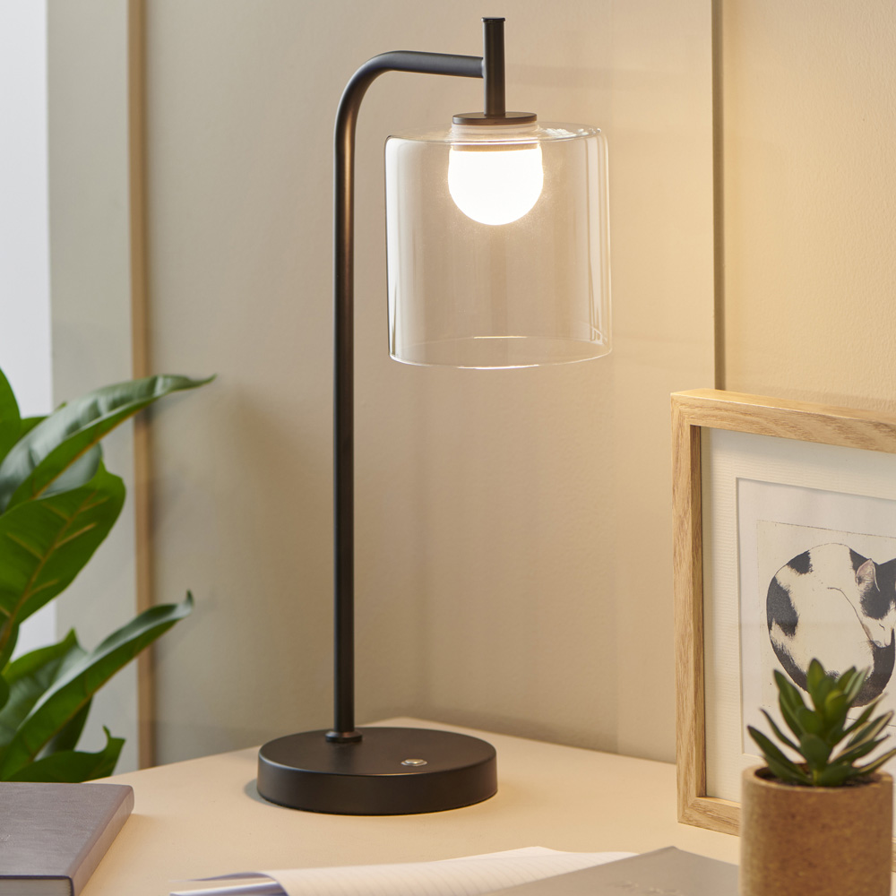 Wilko Black Touch Lamp with Clear Shade Wilko