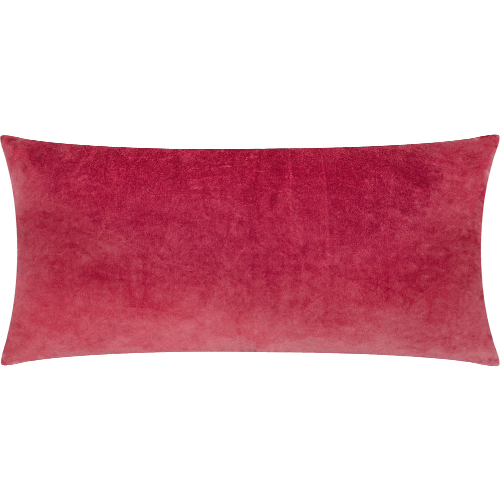 Paoletti Laurel Ruby and Gold Embroidered Velvet Cushion 30 x 60cm Image 3