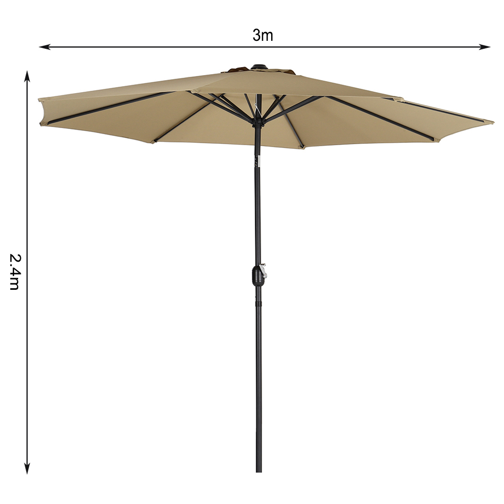 Living and Home Taupe LED Cantilever Parasol 3m Image 8