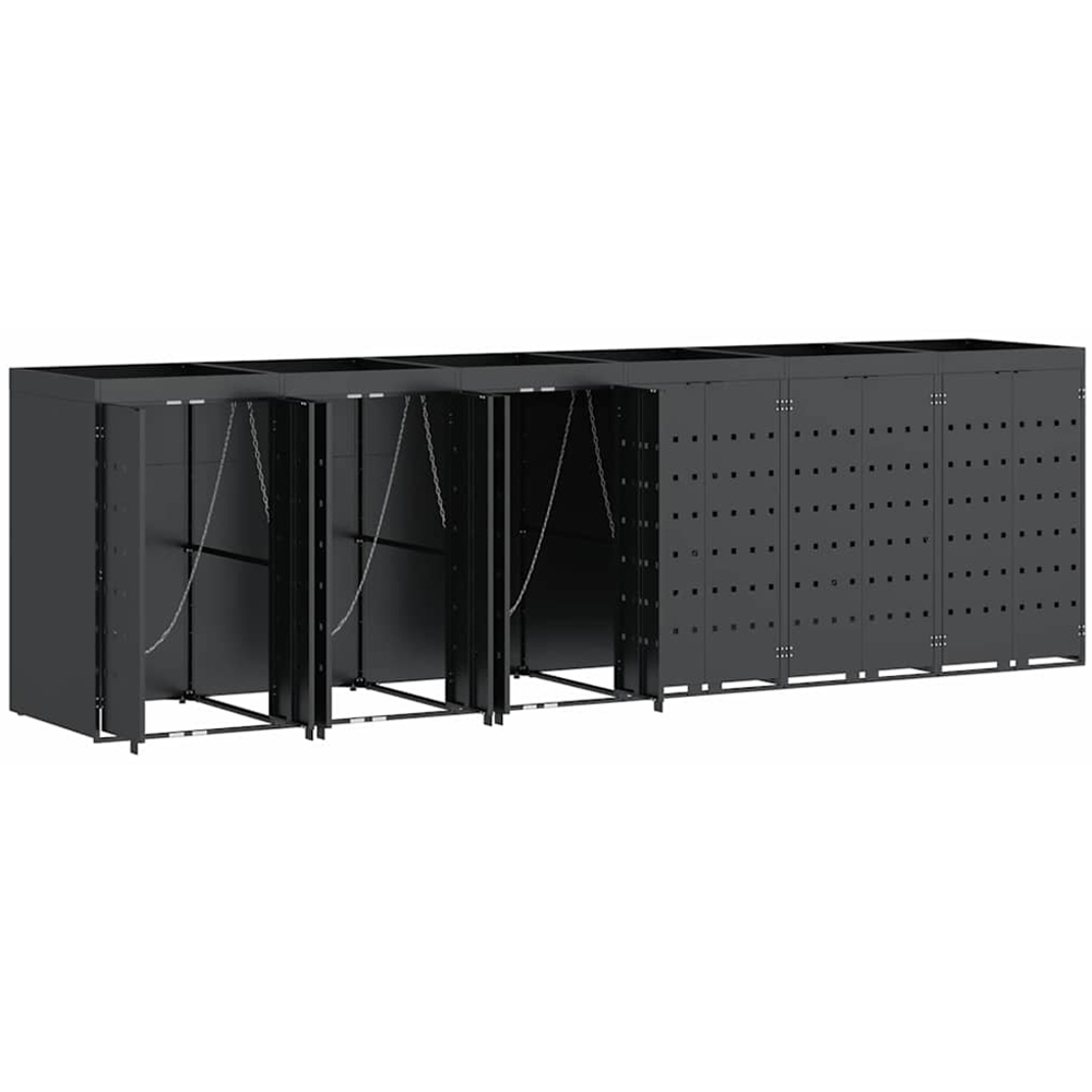 vidaXL Anthracite 6 Wheelie Bin Storage Shed with Planter Roof Image 4
