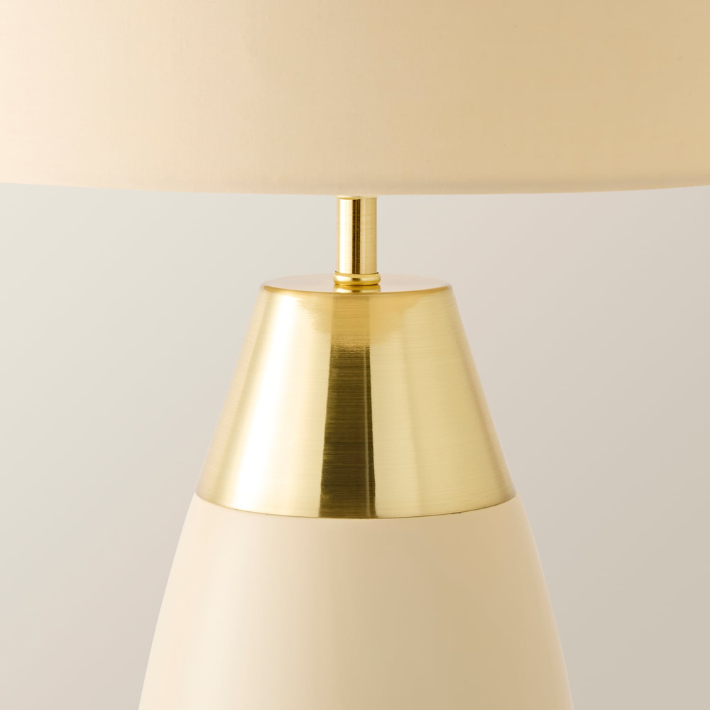 ValueLights Hurst Cream Drum Shade Touch Table Lamp with Bulb Image 3