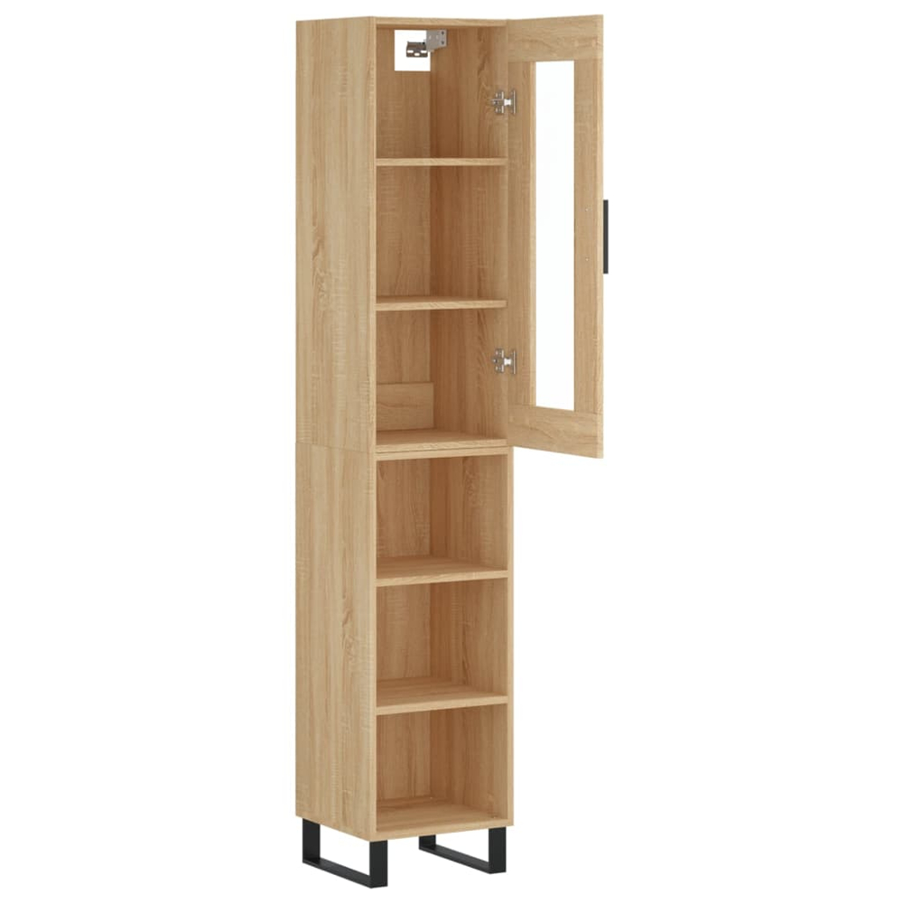 vidaXL Single Glass Door 3 Shelf Sonoma Oak Highboard Image 4