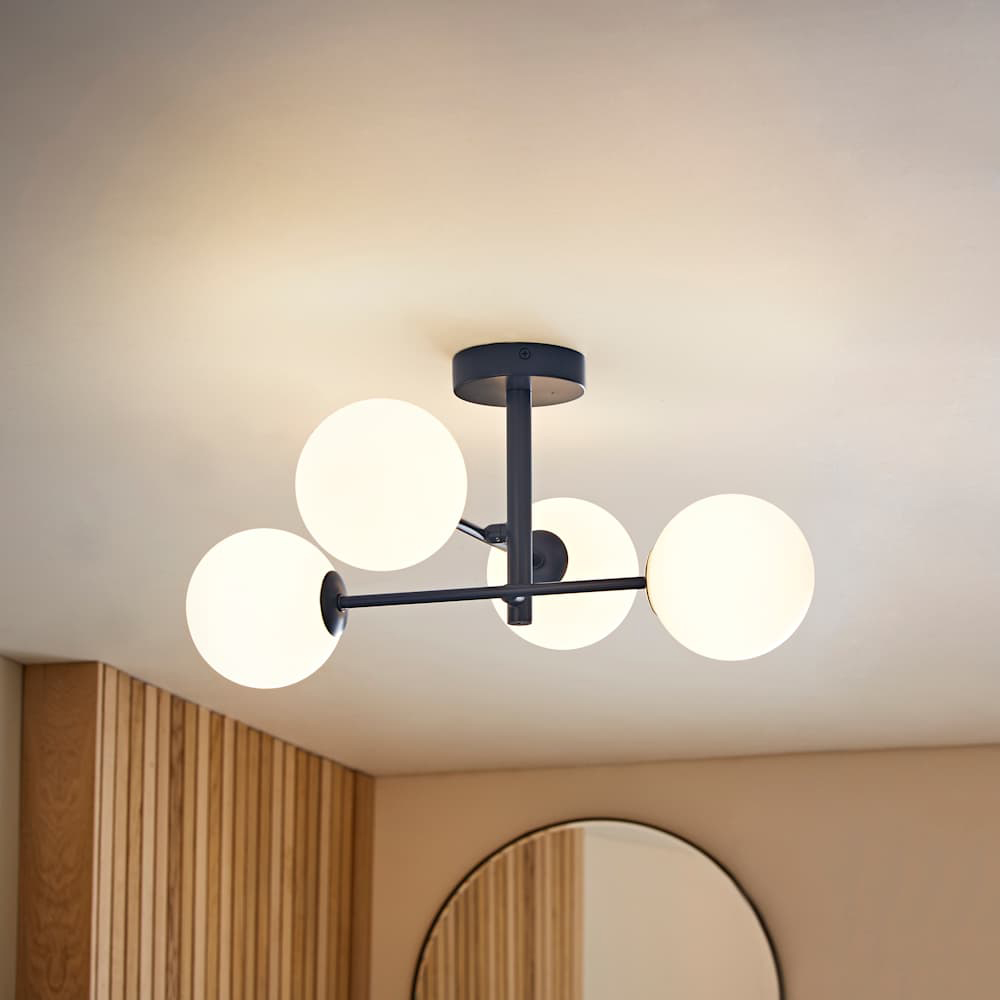 ValueLights Darla 4 Way Navy Frosted Globe Ceiling Light and Bulbs Image 6