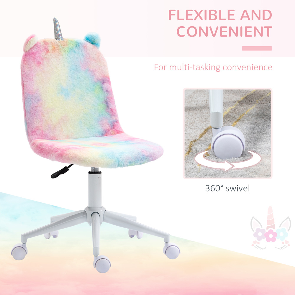 Portland Multicolour Plush Fluffy Swivel Unicorn Office Chair Image 4