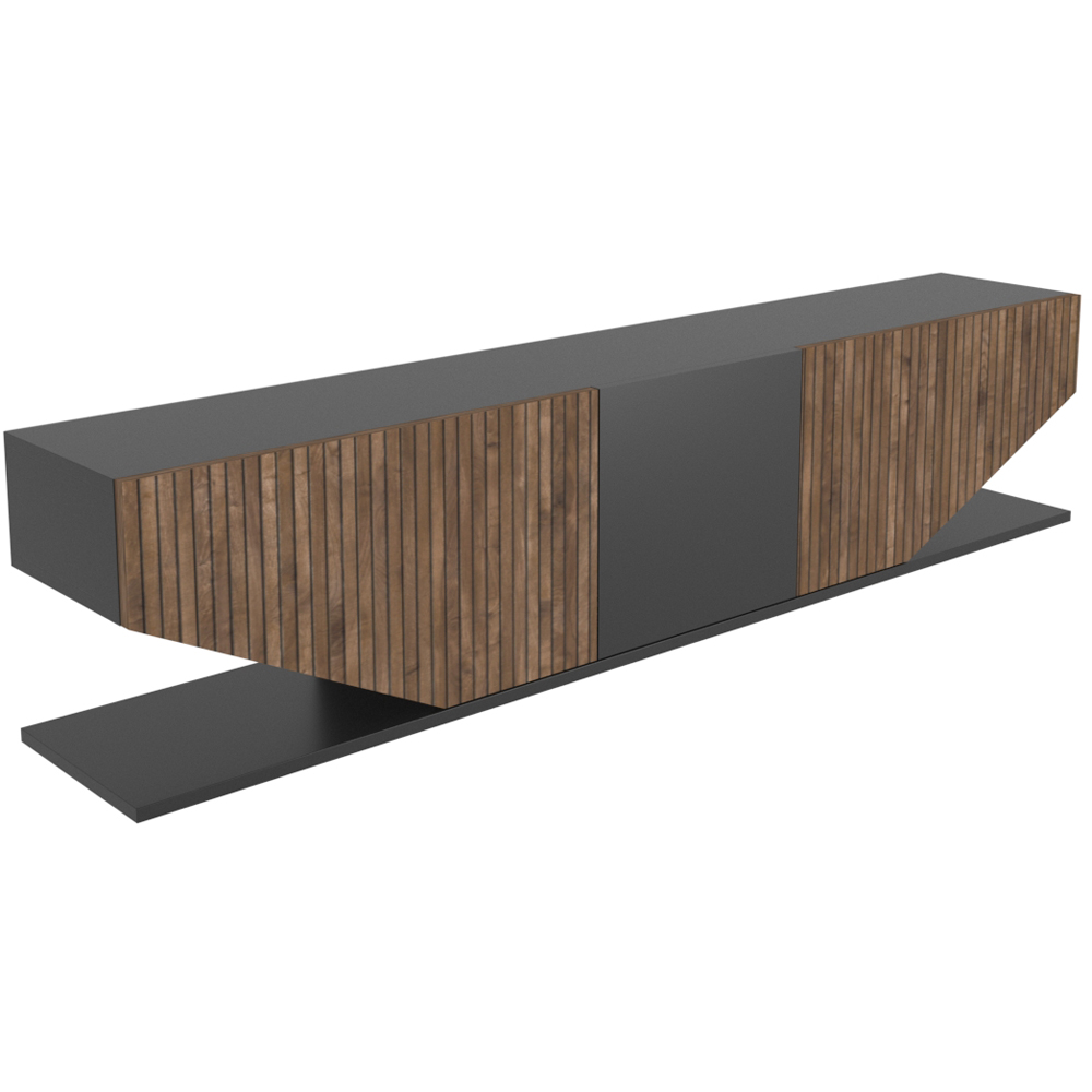 Decorotika Pearl 3 Door 2 Shelf Black and Alina Modern TV Unit Image 3