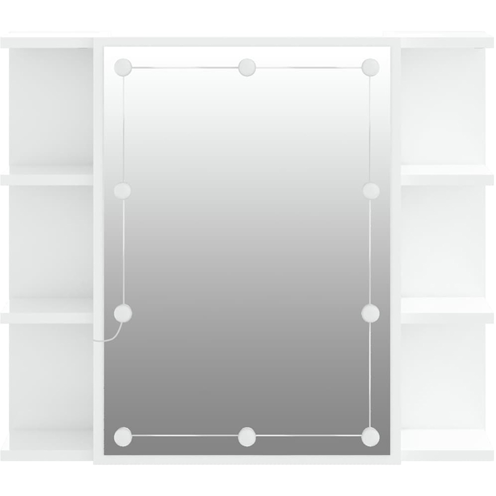 vidaXL Single Door 6 Shelf LED Gloss White Mirror Cabinet Image 3