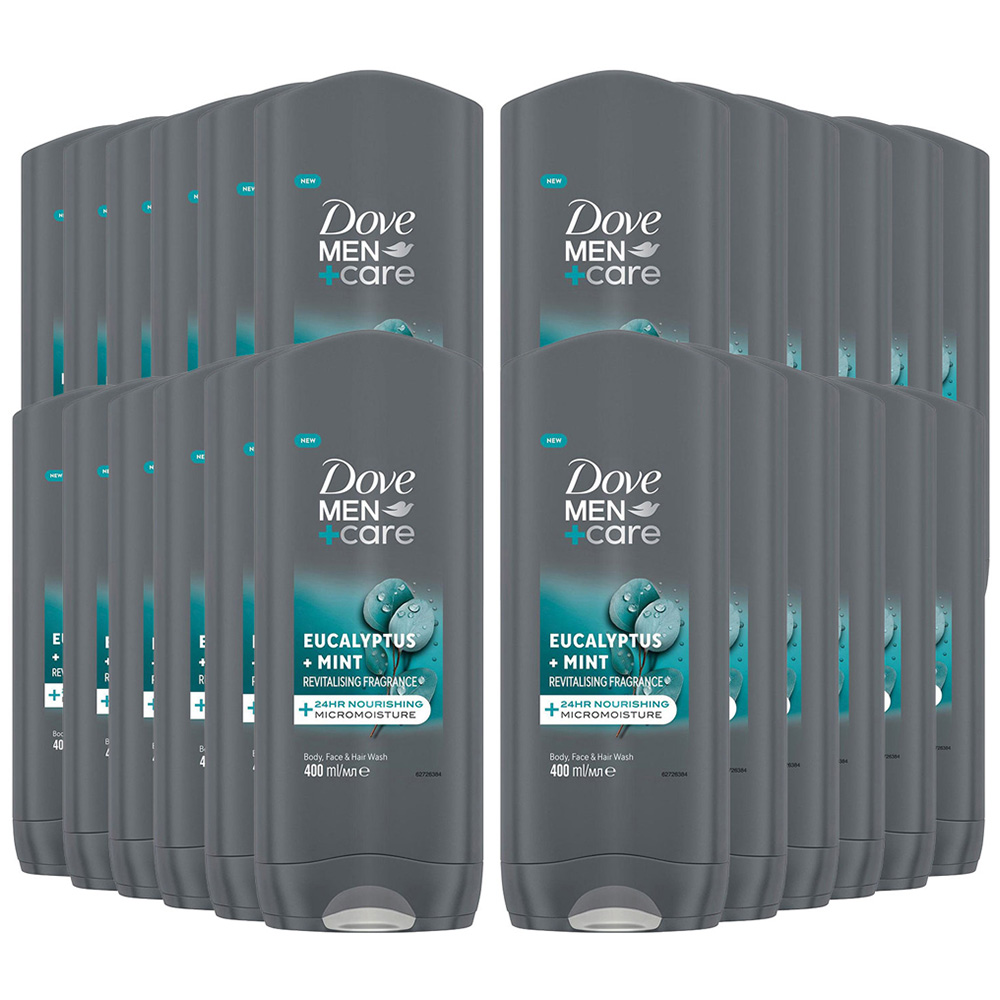 Dove Men + Care Eucalyptus and Mint 3-in-1 Body Face and Hair Wash 400ml 24 Pack Image 1