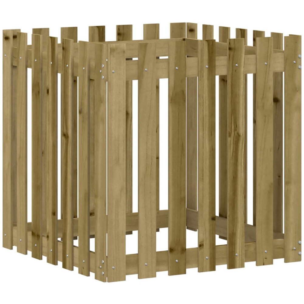 vidaXL Brown Pine Wood Garden Planter 70 x 70 x 70cm Image 3