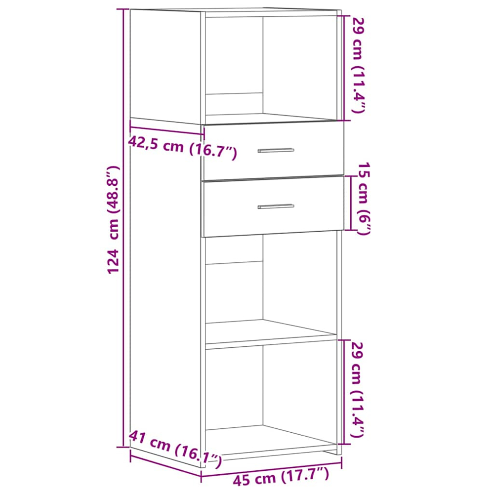 vidaXL 2 Drawer 3 Shelf White Highboard Image 9
