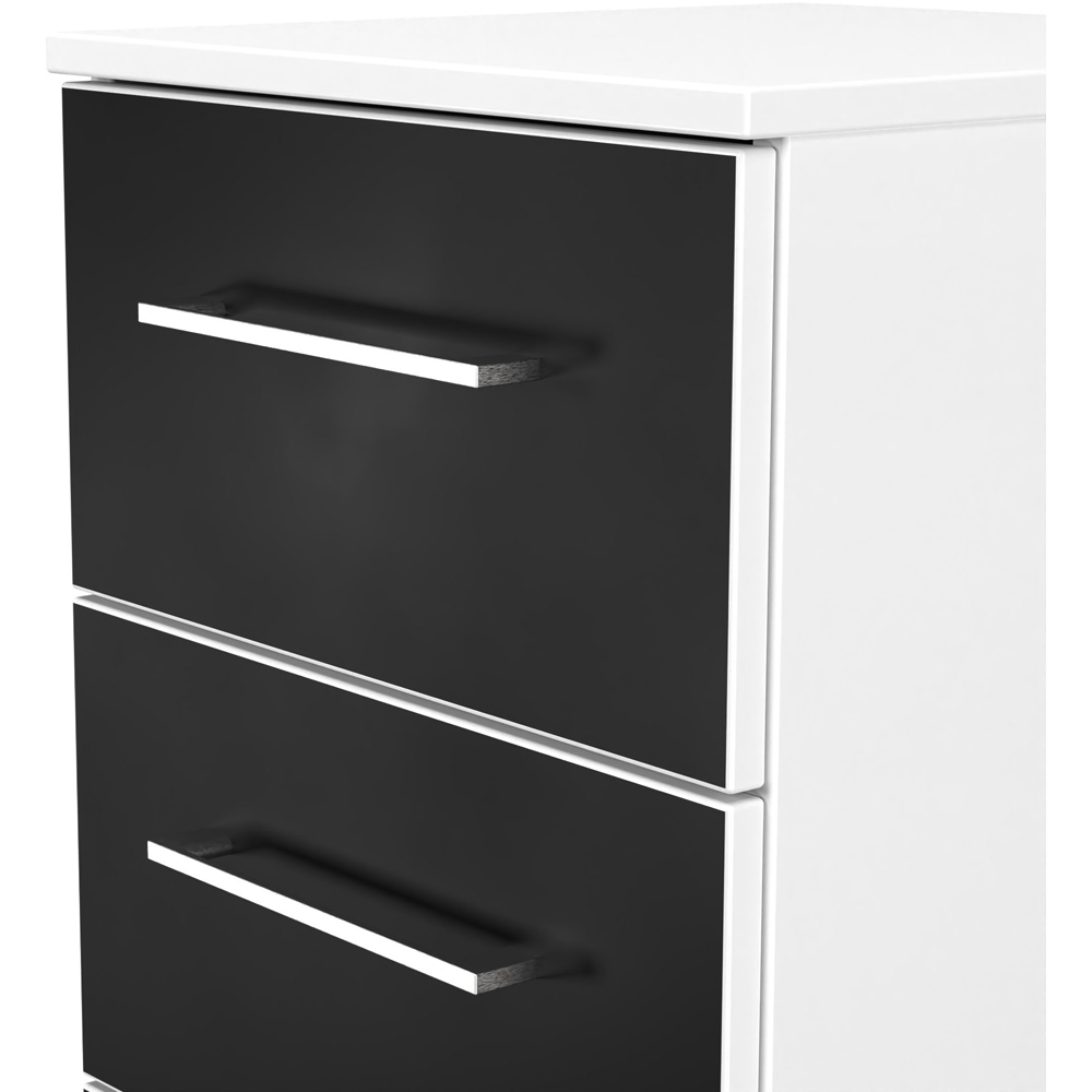 Crowndale Worcester 3 Drawer Matt Black and White Bedside Cabinet Ready Assembled Image 5
