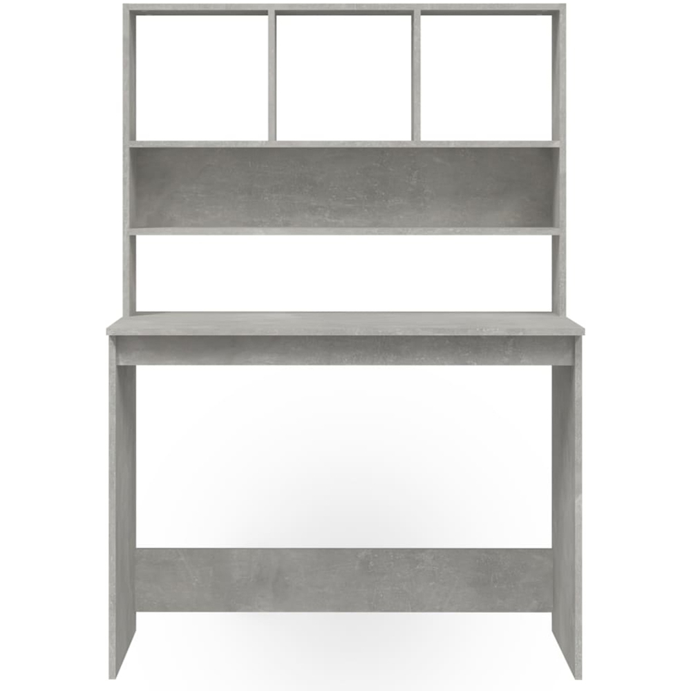 vidaXL 4 Shelf Computer Desk Concrete Grey Image 4