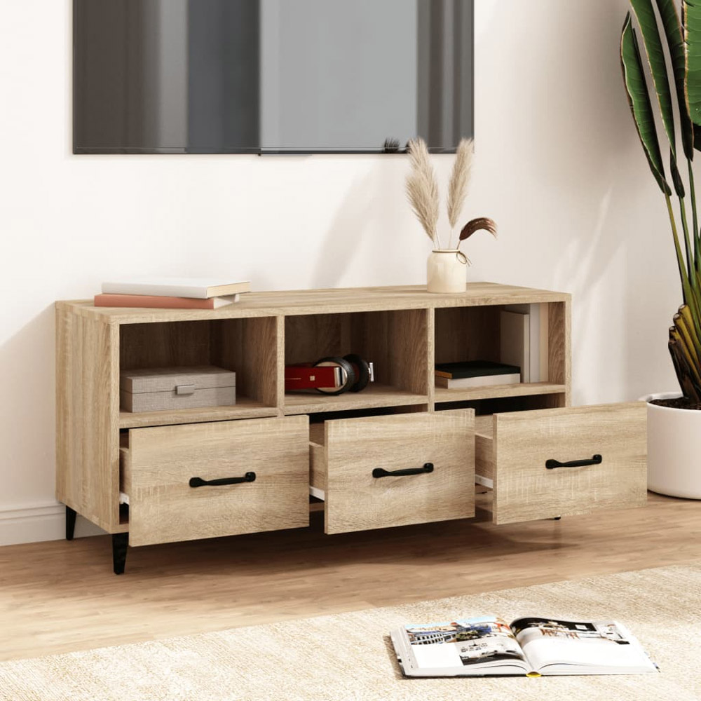 vidaXL 3 Drawer 3 Open Shelf Sonoma Oak TV Cabinet Image 3