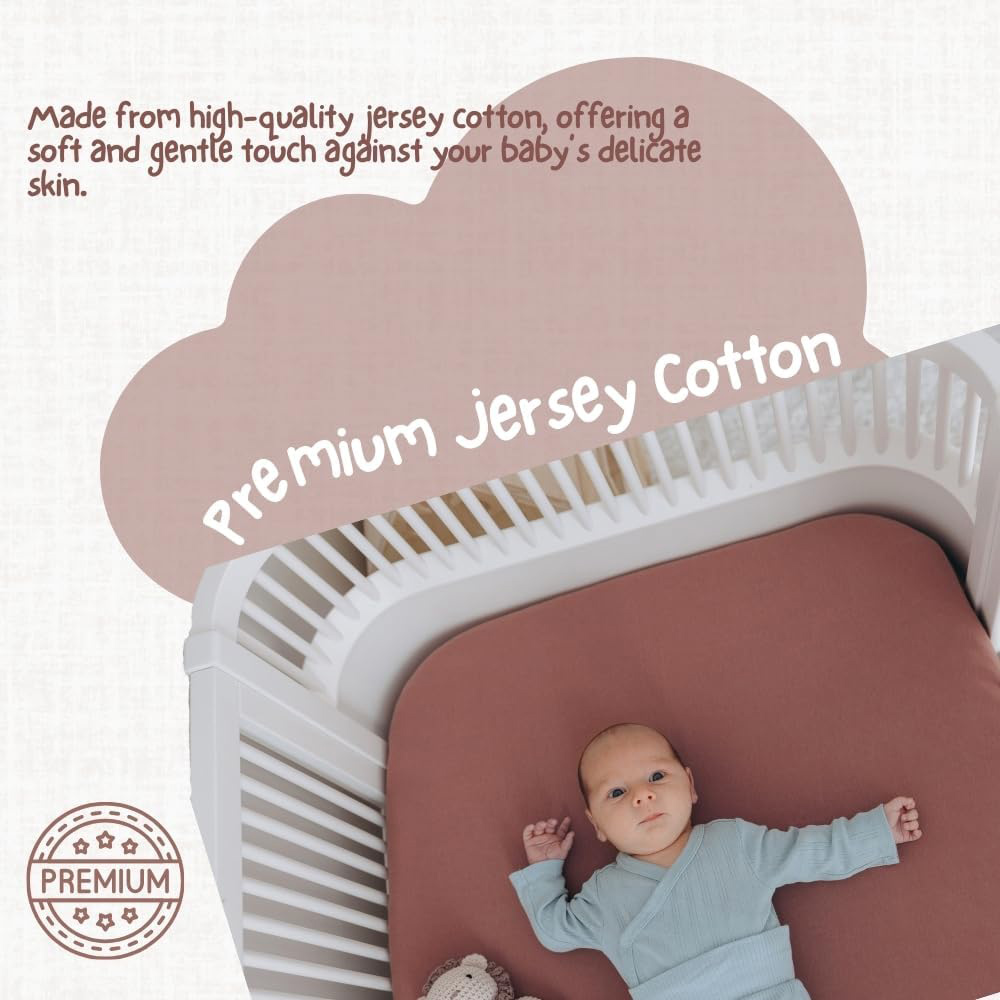 MHG Living Misty Pink and Dusty Rose Jersey Cotton Fitted Cot Bed Sheet 140 x 70cm 2 Pack Image 8