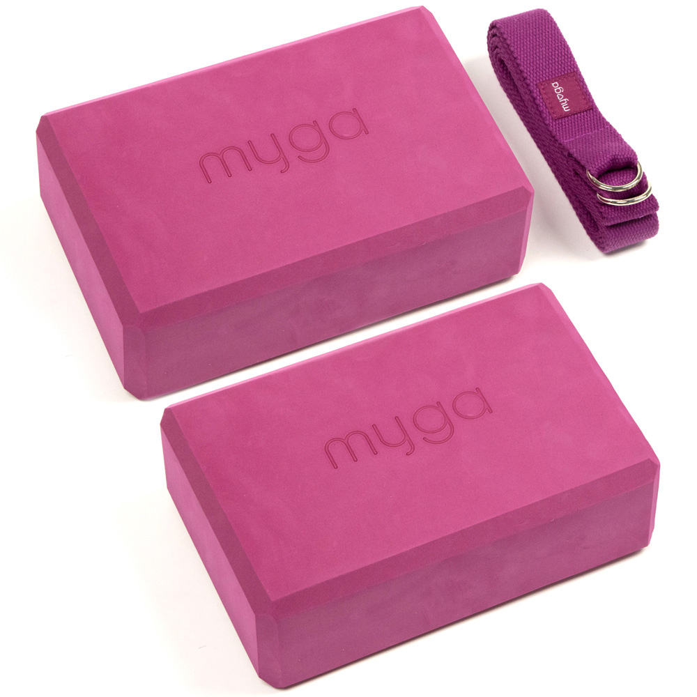 Myga Dusty Pink Yoga Block Pair with Strap Image 1