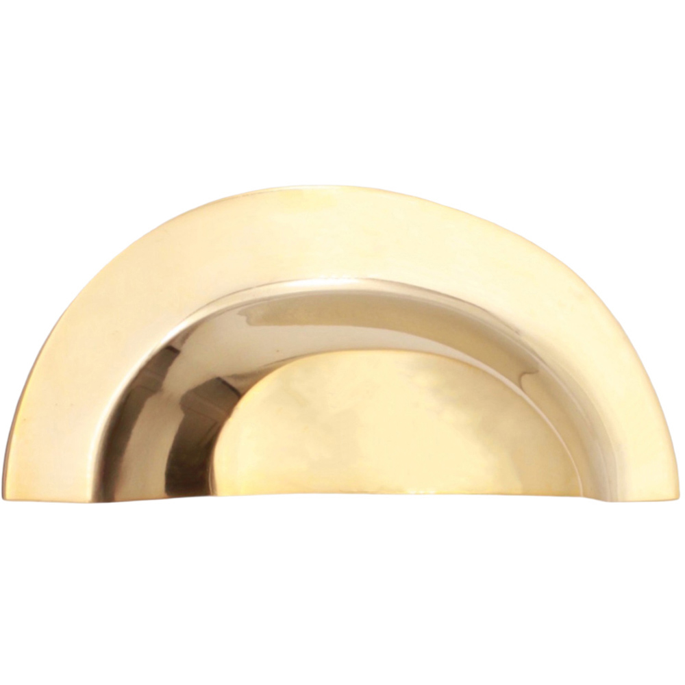 Spira Brass Polished Brass Unlacquered Large Slim Cup Pull Drawer Handle Image 1