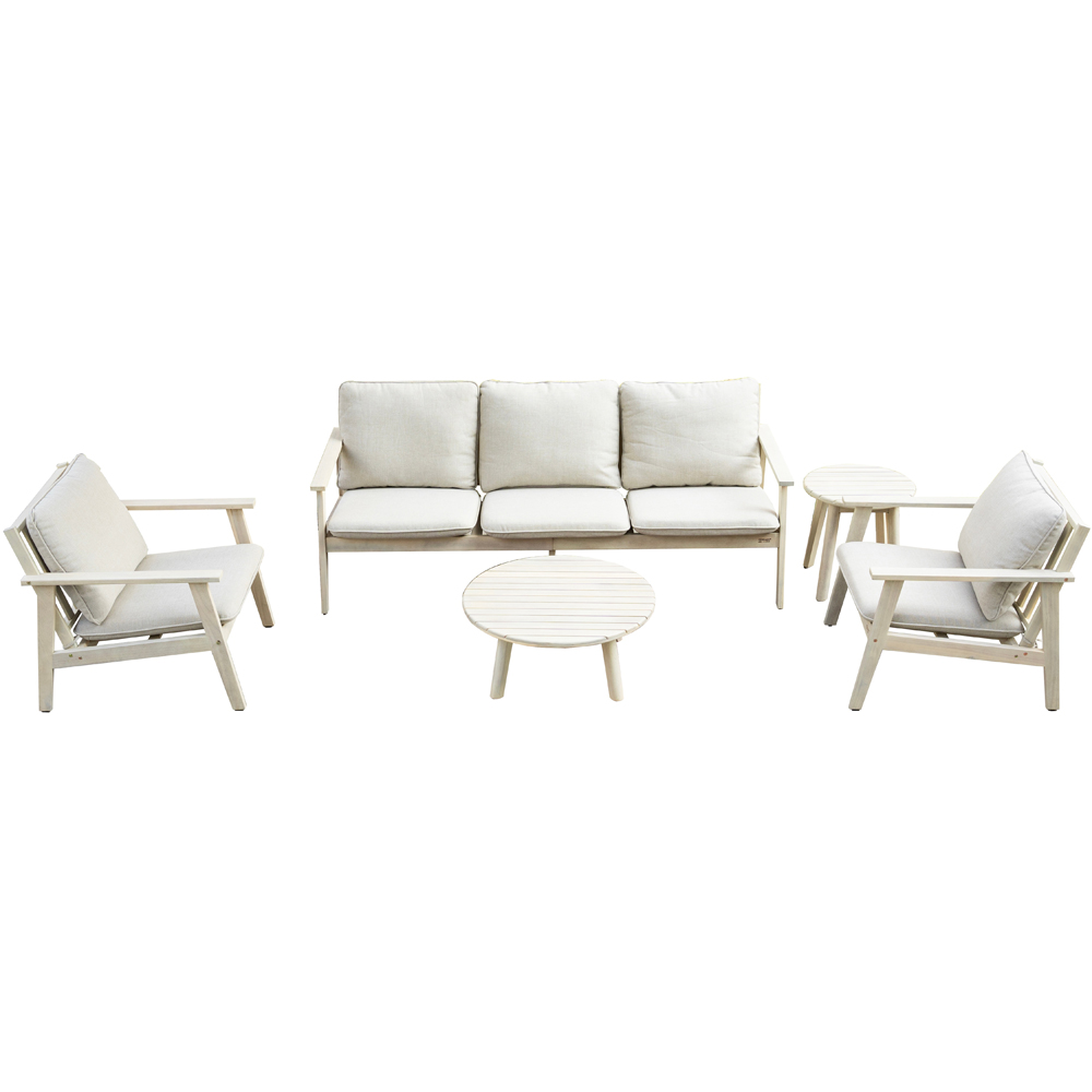 Direct Wicker 5 Seater Naturally Sanded Wooden Garden Sofa Set Image 2