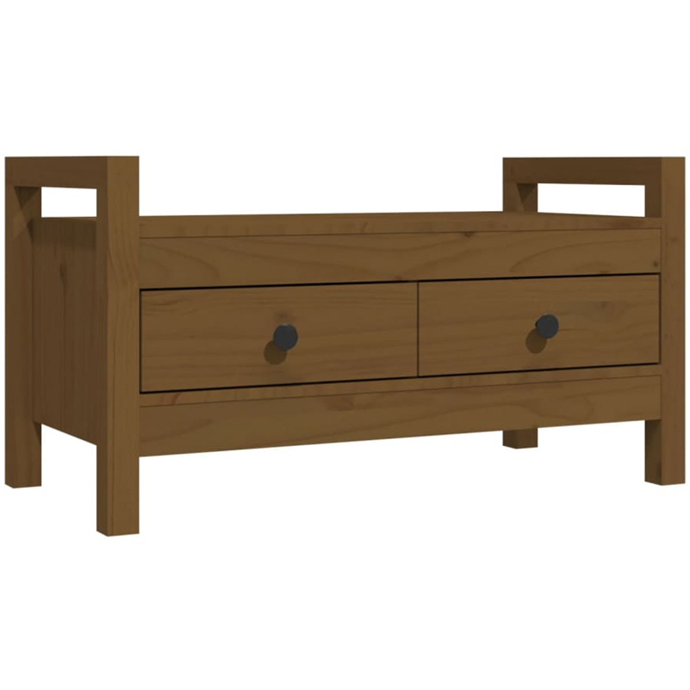 vidaXL 2 Door Honey Brown Solid Wood Pine Hall Bench Image 2