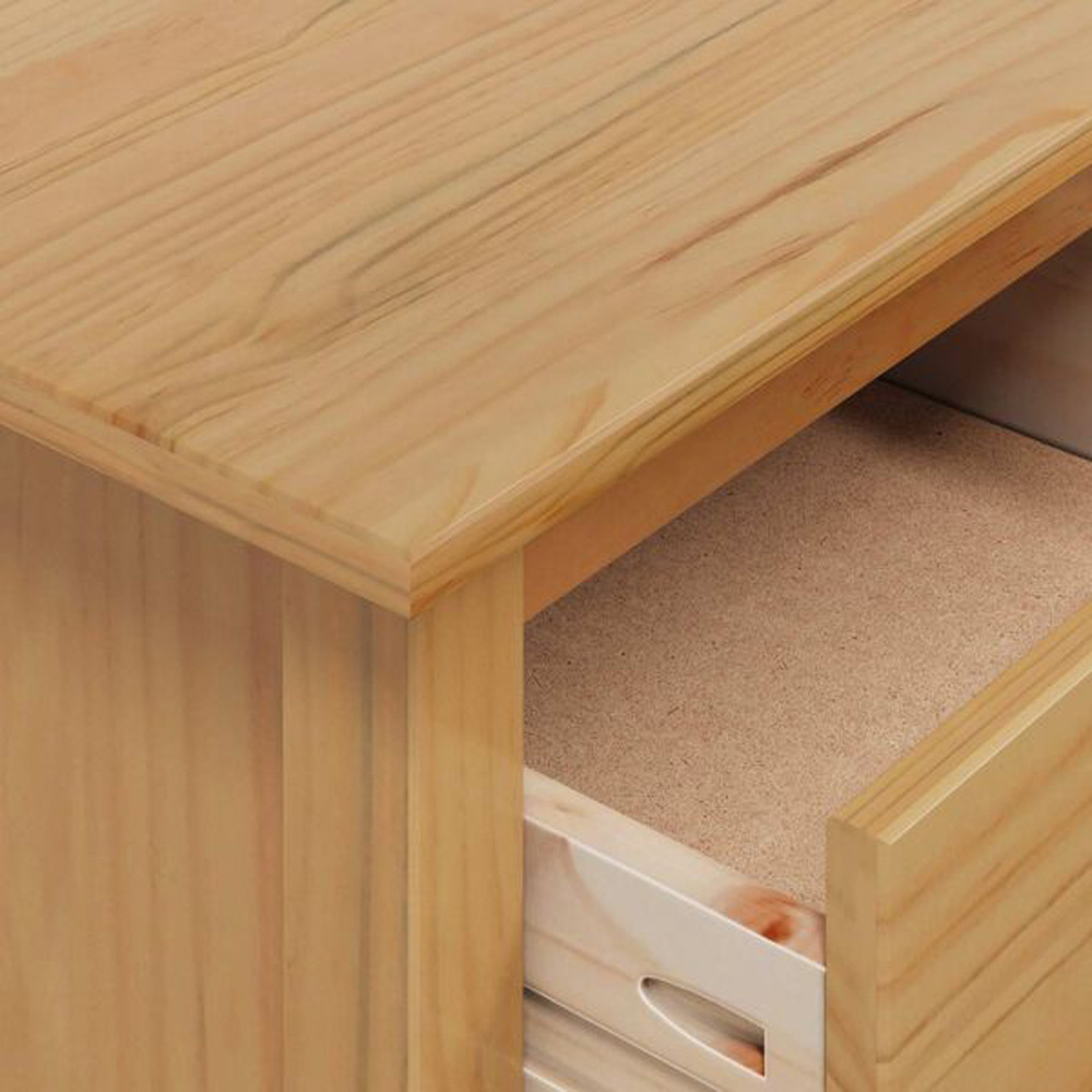 vidaXL Hill 3 Drawer Honey Brown Solid Pine Wood Bedside Table Image 5