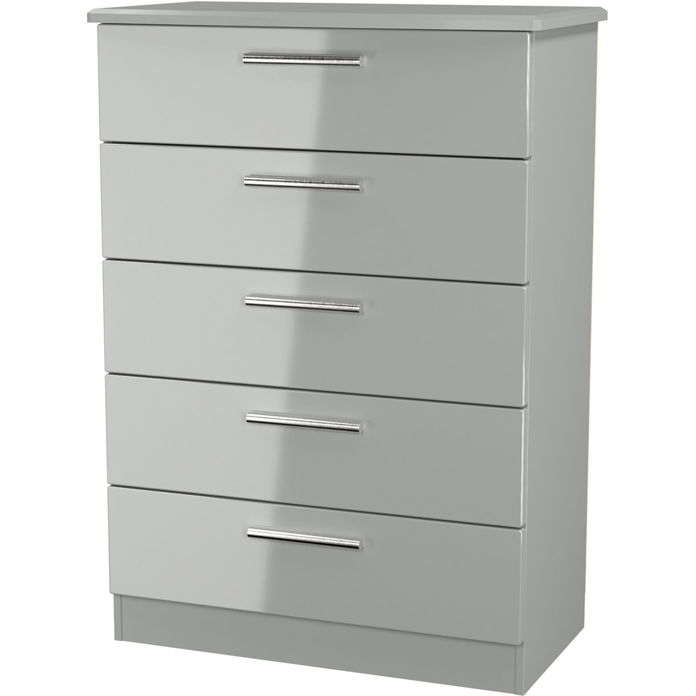 Crowndale Knightsbridge 5 Drawer Grey Gloss and Dusk Grey Chest of Drawers Ready Assembled Image 3
