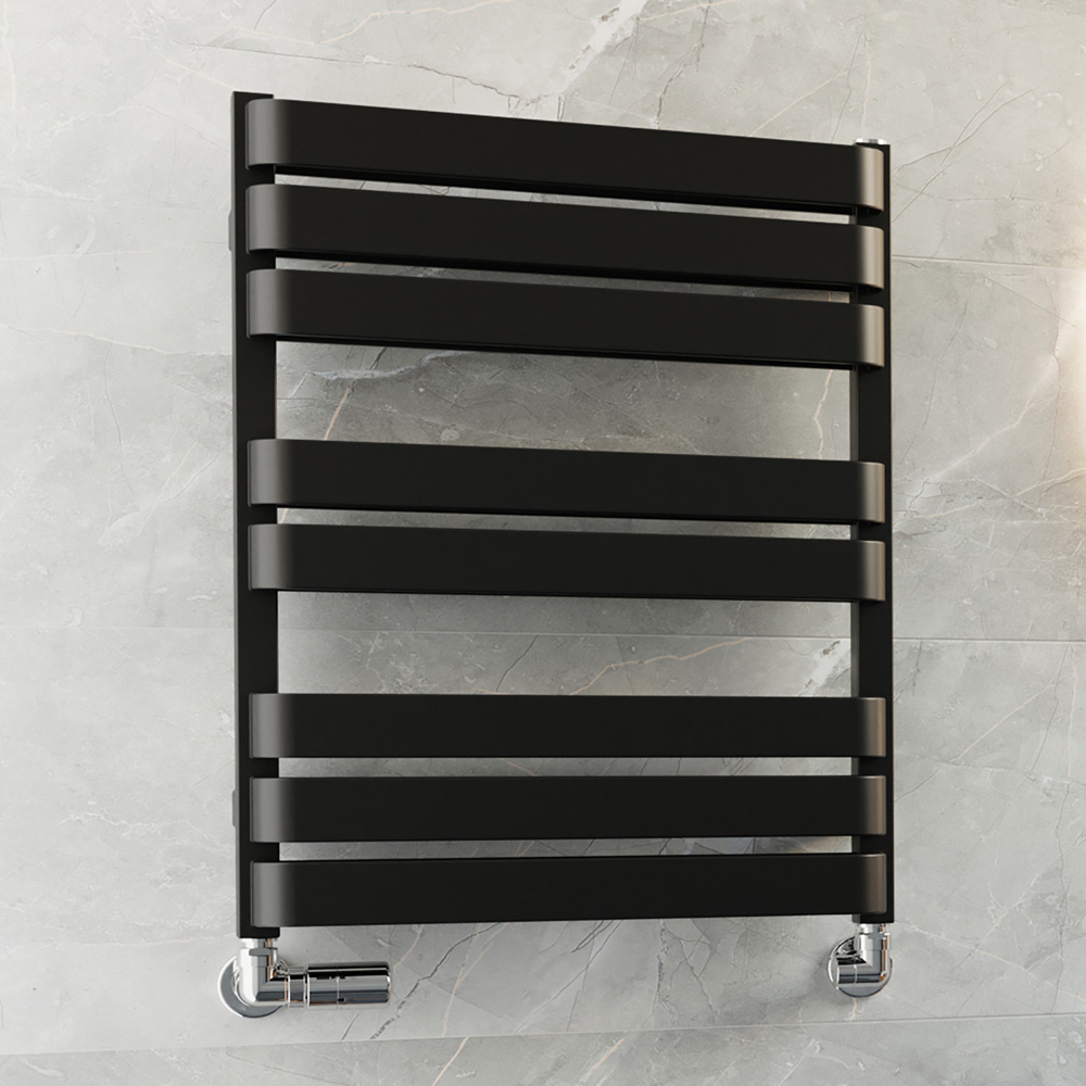 Terma Warp T Bold Matt Black Heated Towel Rail 1569 BTU 655 x 500mm Image 2