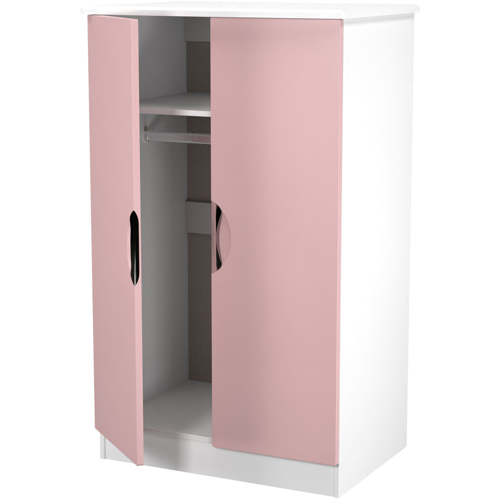 Crowndale Camden 2 Door Kobe Pink and White Midi Wardrobe Ready Assembled Image 4