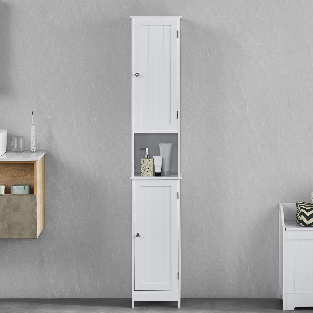 BATH VIDA Priano 2 Door White Tall Floor Cabinet Image 3