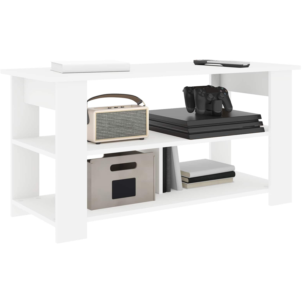 vidaXL 3 Shelf White TV Stand Image 3