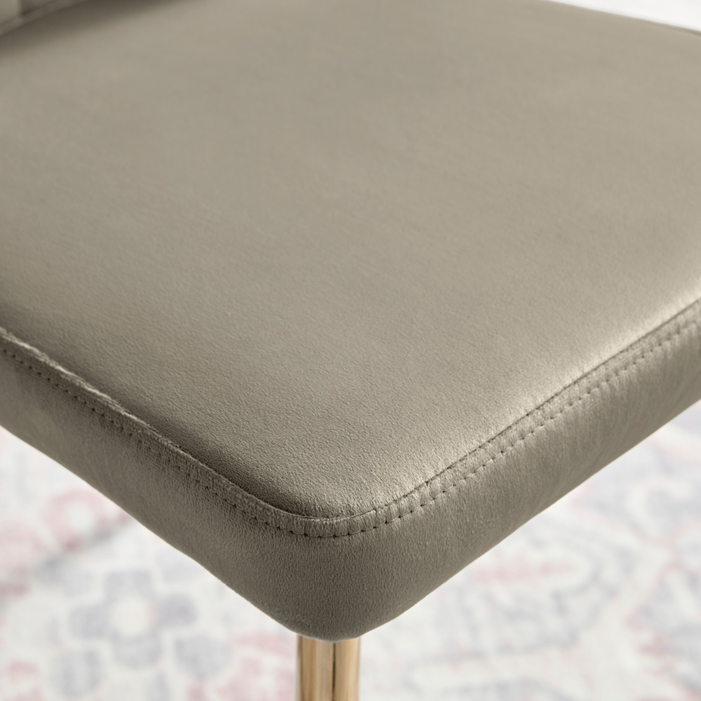 Furniturebox Daphne Set of 2 Taupe Velvet and Gold Dining Chair Image 3