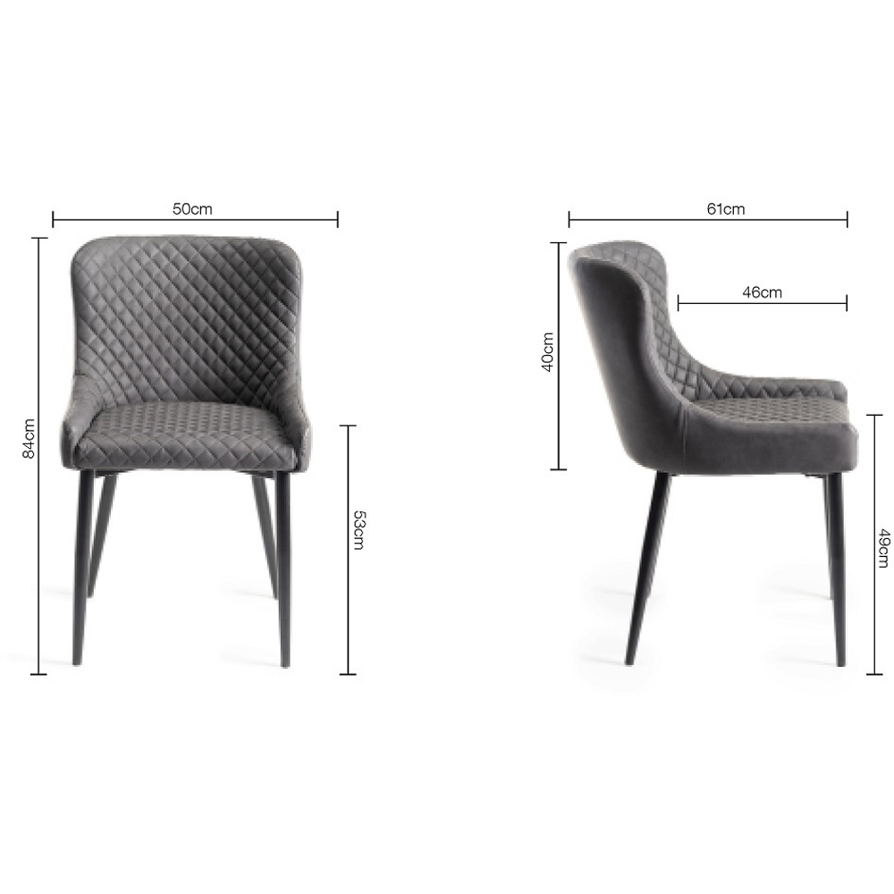 Bentley Designs Cezanne Set of 2 Dark Grey Velvet Dining Chair Image 7